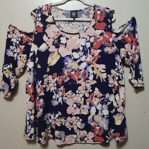 Bobaeu 3X Blue Floral Top